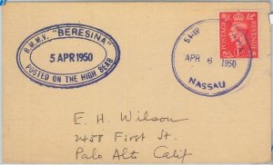 74794 - BAHAMAS - POSTAL HISTORY - CARD posted at sea PAQUEBOT Ship Mail 1950-