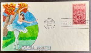 979 W N Wright hand painted Ballet Dancer cachet Turners Society FDC 1948