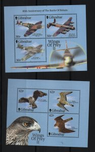 Thematic Birds-planes Gibraltar 2000 SG949 Wings of Prey II set of 2 sheets