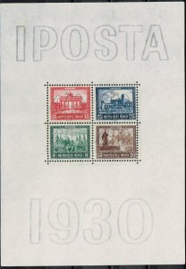 Germany 1930,Sc.#B33 MNH. souv. sheet Stamp Exhibition IPOSTA 1930