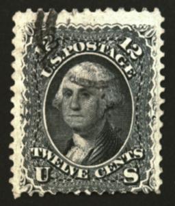 #69 12c Black 1861 VF Used Light Target Cancel CV $120