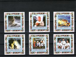 St.Thomas & Prince 2003 Apollo 11-Man on the Moon 6 S/S IMPERFORATED MNH