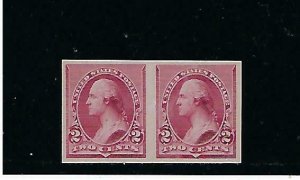 US #219DP5- 1890-93 2C LAKE- PLATE ON STAMP PAPER PAIR- NEVER HINGED
