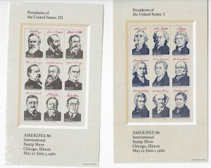 US Scott #2216-19, Souvenir Sheets 1986 VF MNH w/Folder