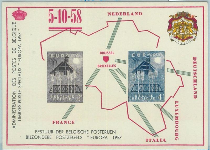 67316 -  BELGIUM - Postal History - SPECIAL official CARD -  1958 EUROPA CEPT