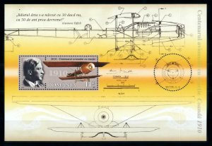 [101595] Romania 2010 History of aviation aircraft Souvenir Sheet MNH