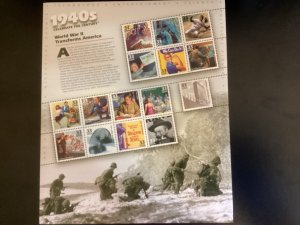 US Scott #3186 MNH 1940s Celebrate The Century Souvenir Sheet 15 33c stamps MNH