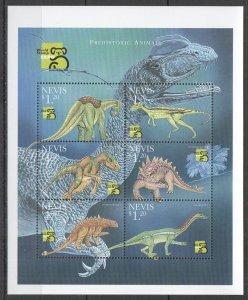 SS0180 1999 NEVIS FAUNA PREHISTORIC ANIMALS DINOSAURS 1KB MNH