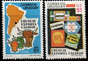 1987 Uruguay exportation beef milk products agriculture  #1241-1242 ** MNH