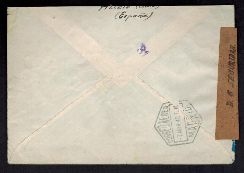 1942 madrid Spain Cover to Blue Division Soldier Russian Front WW 2 Feldpost