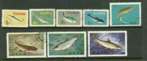 North Korea Fishes , 8 stamps