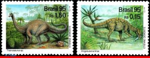 2543-44 BRAZIL 1995 DINOSAURS, PREHISTORIC ANIMALS, MI# 2652-53 C-1951-52 MNH