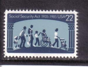 U.S. #2153 Social Security 22c Single, MNH.