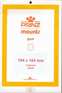 Prinz Scott Stamp Mount 184/184 mm - BLACK - Pack of 4 (184x184)  PRECUT  1014