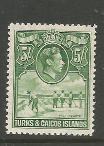 Turks & Caicos SG 204 KGVI 5/- MOG (1cqw)