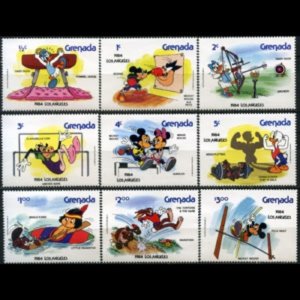 GRENADA 1983 - Scott# 1185-93 Disney-Olympics Set of 9 NH