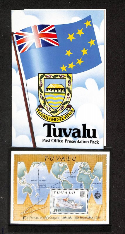 Tuvalu Postage Stamp, #528 Presentation Pack Mint NH, 1989 Map