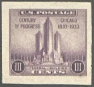 Scott #731A 1933 3¢ Century of Progress Chicago Federal Building single MNH OG