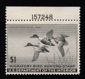 GENUINE SCOTT #RW12 FINE MINT OG NH PLATE 157248 SINGLE PNS FEDERAL DUCK STAMP