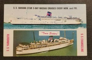 1960 Postcard Cover SS Yarmouth Steamer Nassau Bahamas to Birmingham AL No Stamp