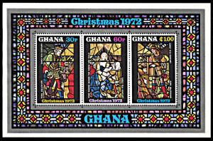 Ghana 471a, hinged, Christmas 1972 Artwork souvenir sheet