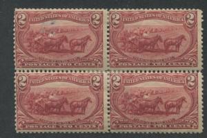 1898 US Stamps #286 2c Mint Average Block of 4 Catalogue Value $100