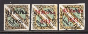 Estonia 1923 Airmail Surcharges Imperf Set VF Used #C4-6 CV$290