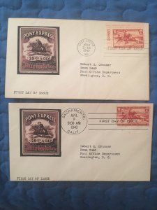 2 FDCS 895 Pony Express both cities