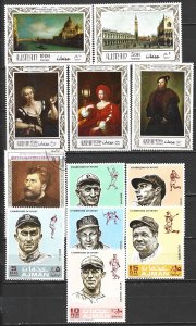 COLLECTION LOT 21654 AJMAN 12 MH STAMPS 1968+ 2 COMPLETE SETS CV+$17