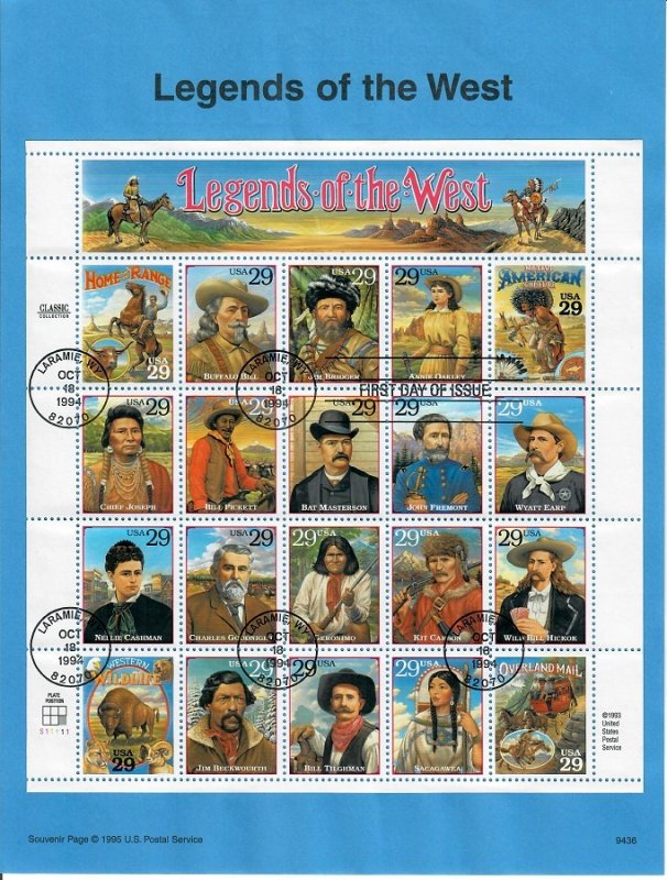 US SP1079A Legends of the West Souvenir Page #2869