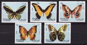 1972 - SHARJAH, Butterflies, Mic 1018-1022 - Used