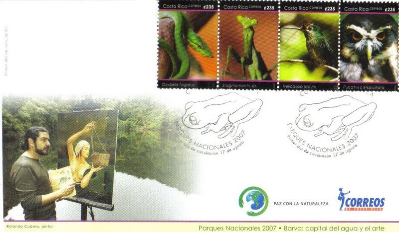 COSTA RICA FAUNA of NATIONAL PARKS, BIRD, OWL, FROGS Sc 609 FDC 2007