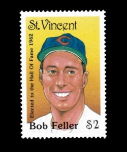 St. Vincent 1989 - Bob Feller, Baseball Hall of Fame, MLB - Individual - MNH