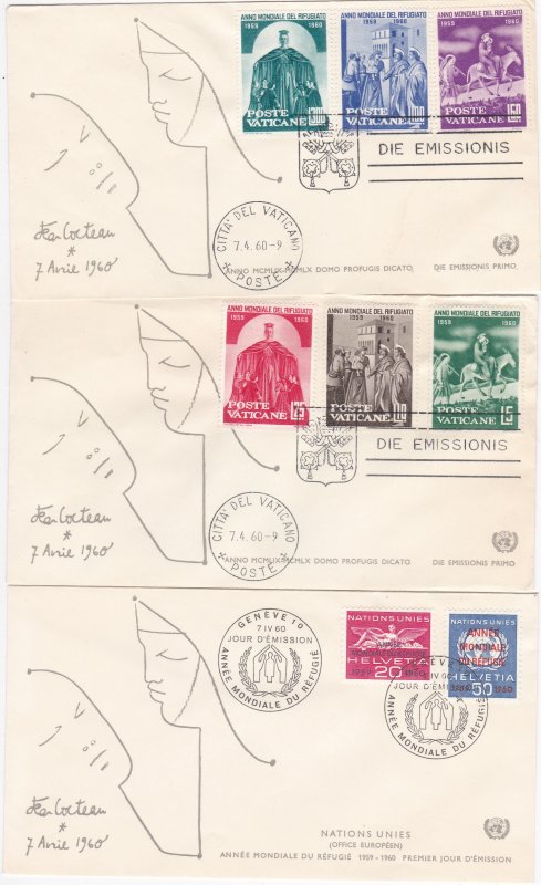 World Refugee Year 24 First Day Covers with a Common Designed Cachet on each