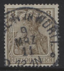 GERMANY. -Scott 66- Definitives -1902 - Used - Brown - Single 3pf Stamp3