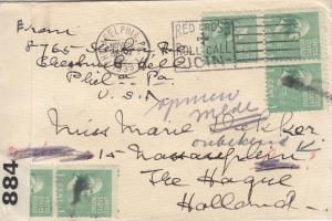 1939, Philadelphia, PA to The Hague, Holland, British PC66 Censor Tape (C2193)