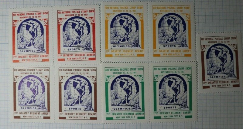 ASDA Natl Postage Show 1961 NY NY Sports Philatelic Souvenir Ad Label