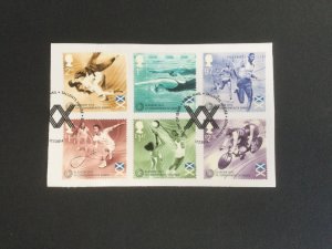 2014 GB Commonwealth Games Glasgow. Set of 6 used stamps.ex FDC on paper