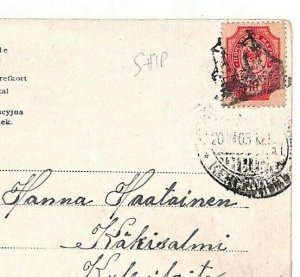 FINLAND Card PAQUEBOT *SHIP IN SAIL* PICTORIAL CANCEL 1905{samwells-covers} Q248