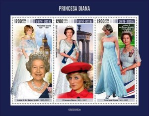 Guinea-Bissau - 2023 British Royalty Princess Diana - 3 Stamp Sheet - GB230202a