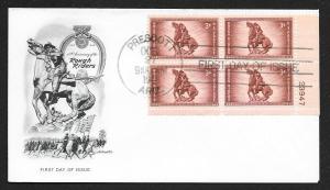 UNITED STATES FDC 3¢ Rough Riders PLATE BLOCK 1948 Artmaster