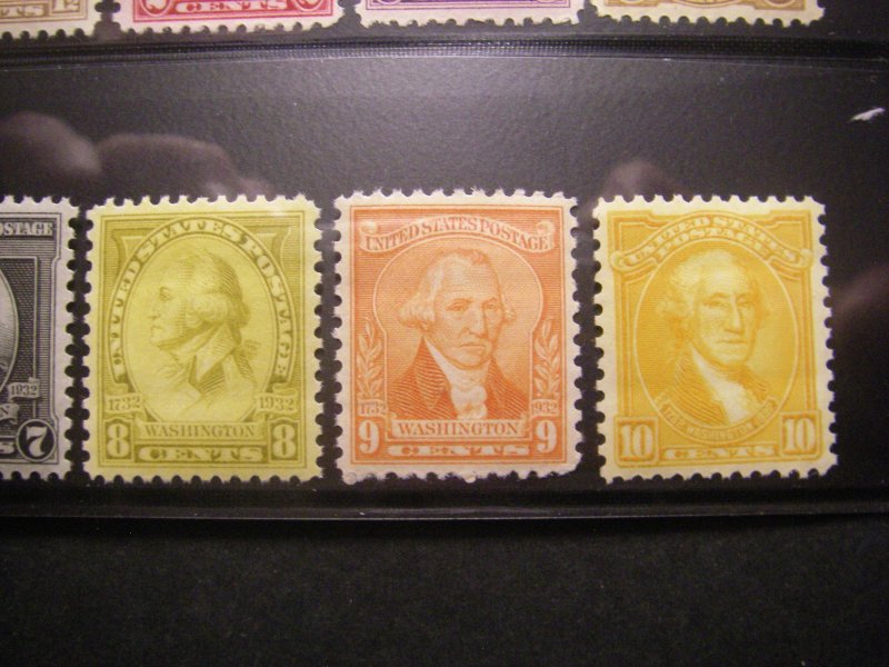 Scott 704 - 715, Washington Bicentennial Issue, Complete set, MNH Beauties