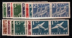 Sweden Scott 248-62 Mint NH pairs [TG389]