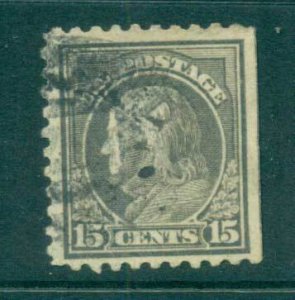 USA 1913-15 Sc#437 15c grey Franklin Perf 10 Wmk S/L FU lot69034