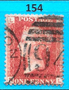 GB QV 1868 SG43 / 44, 1d Penny Red,  Good Used, Plate 154 (NL)