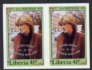 Liberia 1982 Birth of Prince William opt on Diana 21st Bi...