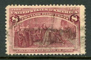 USA 1893 Columbian 8¢ Queen's Court Scott #236 VFU L748