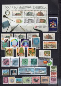 CANADA 1987 COMPLETE YEAR SET OF 44 STAMPS & S/S MNH