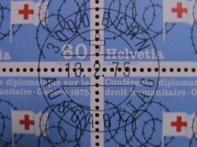 SWITZERLAND-1975-SC#601 2ND CONFERENCE-HUMANITARIAN INTL.LAW CTO BLOCK- MNH