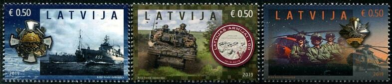 HERRICKSTAMP NEW ISSUES LATVIA Sc.# 1024-26 100th Anniv. of Army